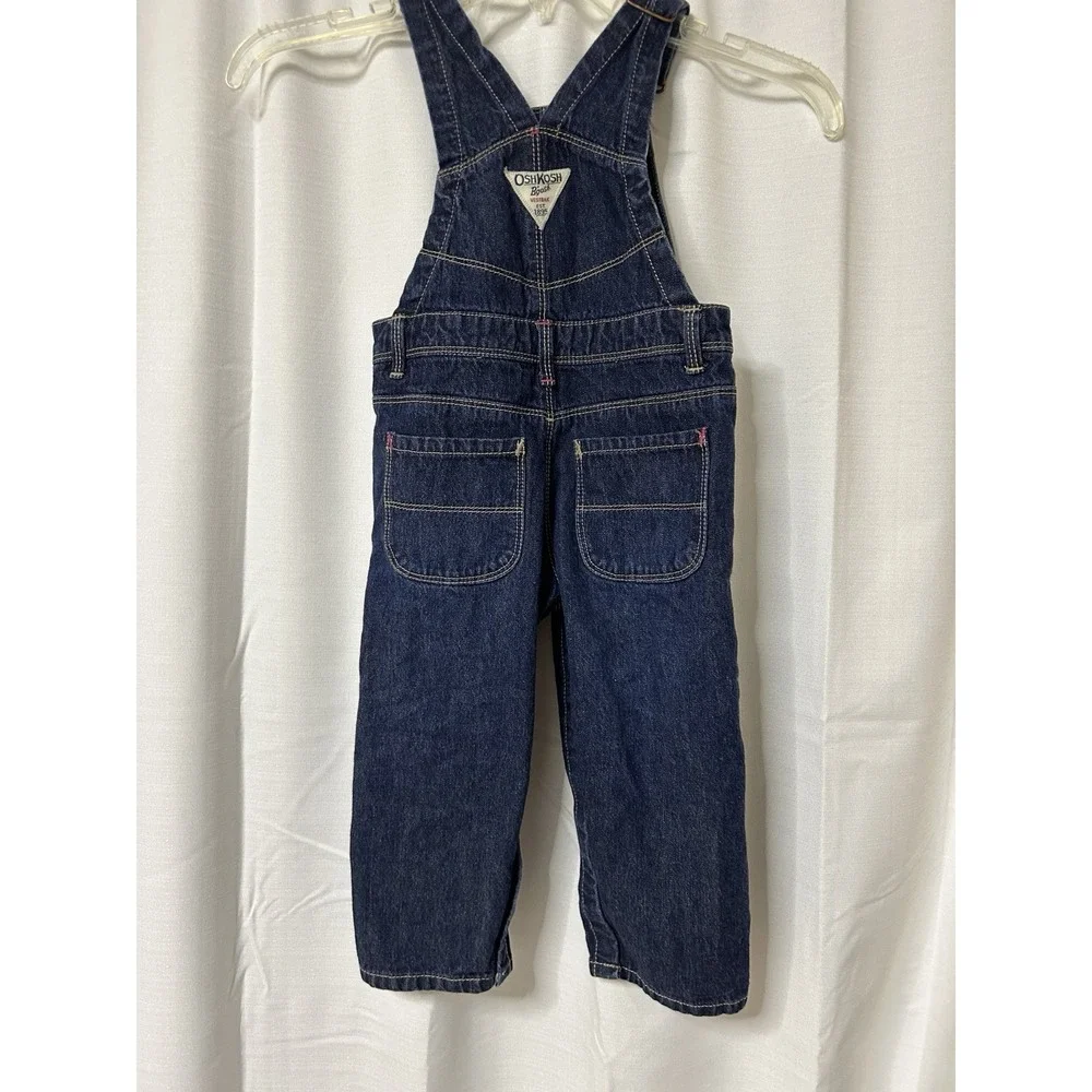 OshKosh B'gosh Overalls Girls Hearts 24 Months Blue Jean Denim Vestbak